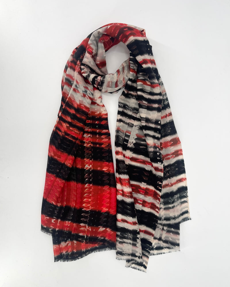 Coral Plaid Scarf