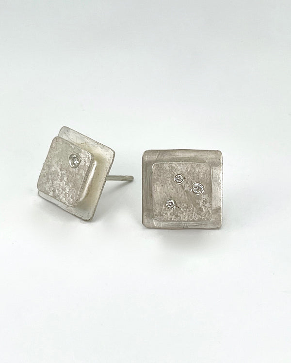 Biba Schutz Square Earrings with Diamonds