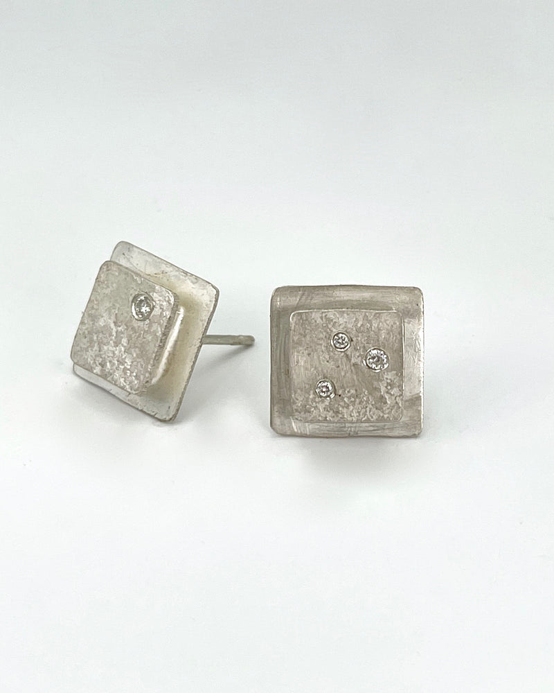 Biba Schutz Square Earrings with Diamonds