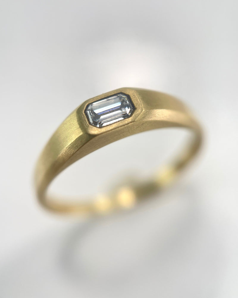 Emerald Cut Diamond Signet Ring