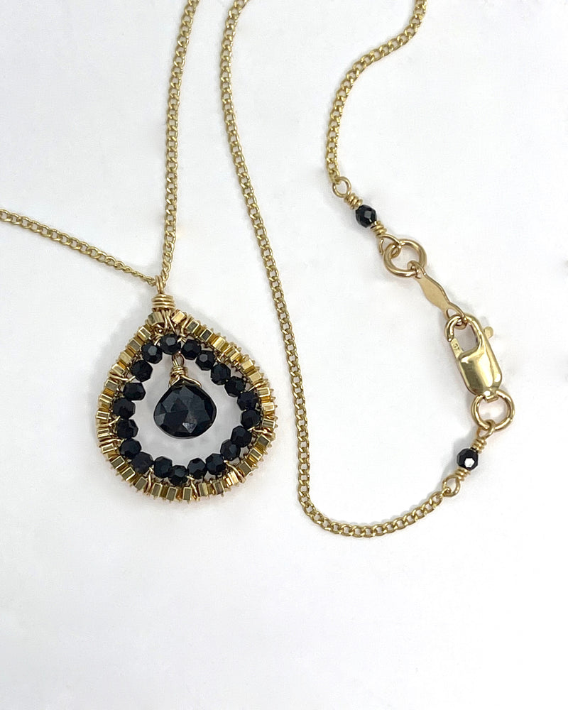 Black Spinel Drop Necklace