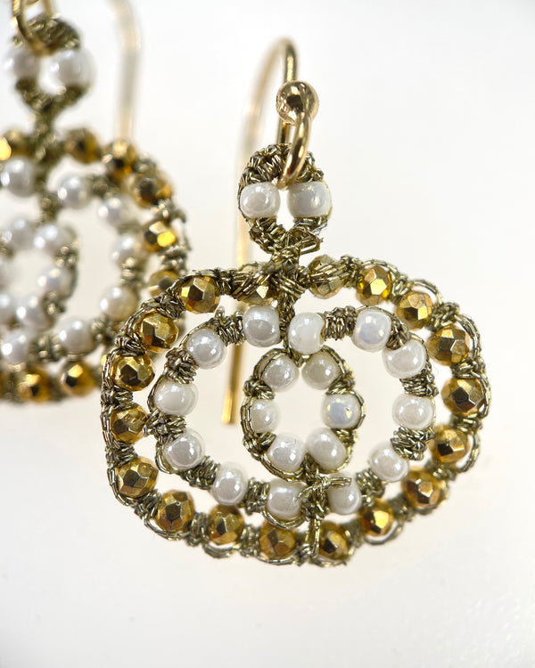 Danielle Welmond Oval Earrings with Crocheted Gold Cord