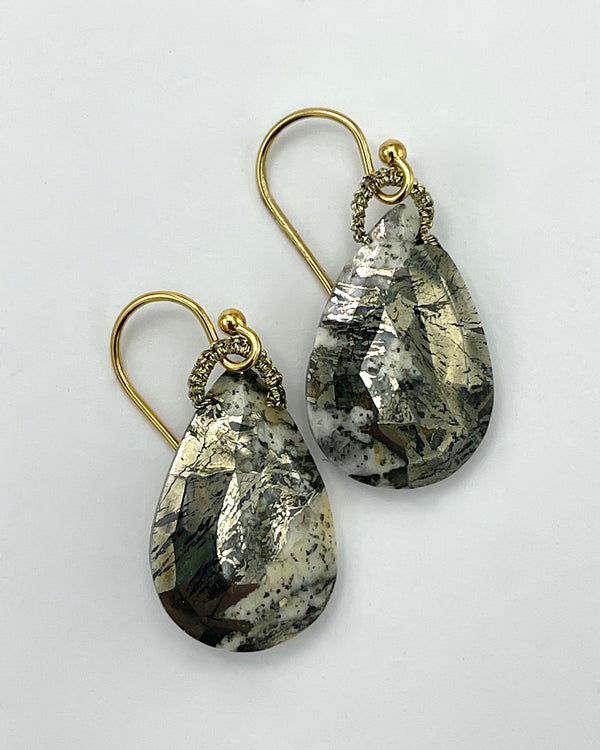 One of a Kind White Abalone Teardrop Earrings