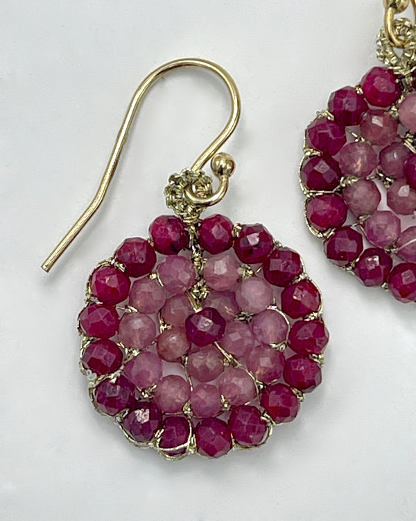 Coil Coin w/Pink Sapphire & Rubies Earrings