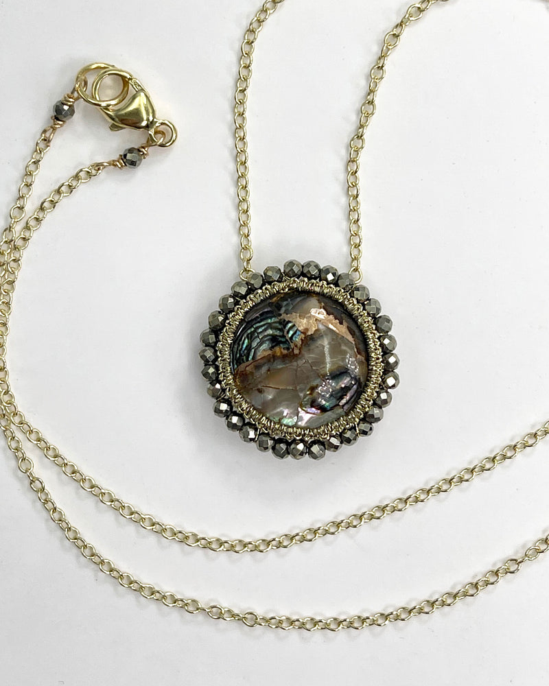 Caged Copper Abalone Necklace