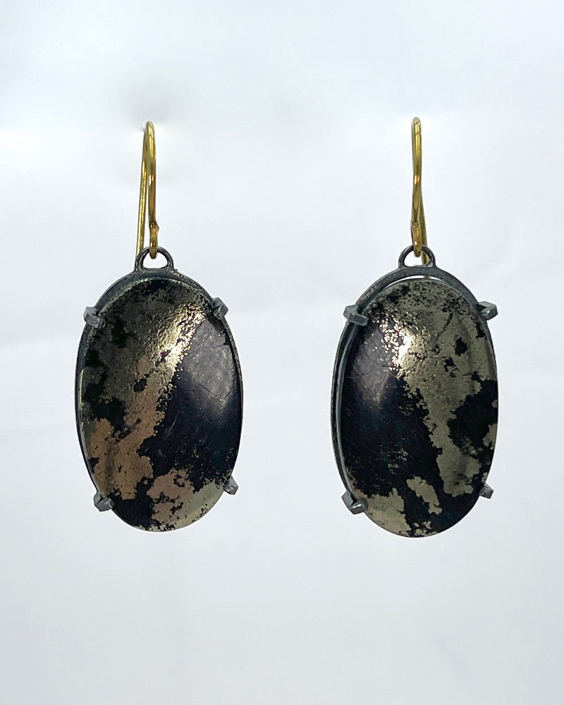 Oxidized 18k Pyrite Agate Earrings