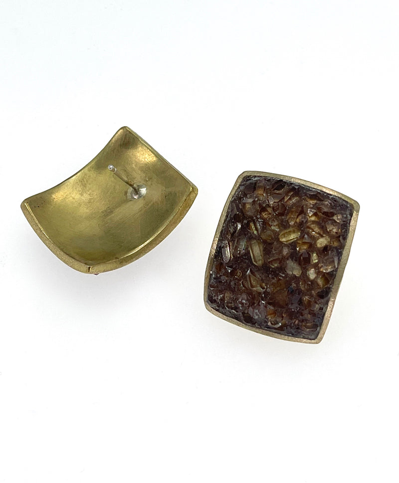 David Urso Bronze Box Earring