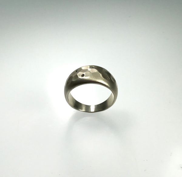 Half Sleeve Silver and Diamond Ring
