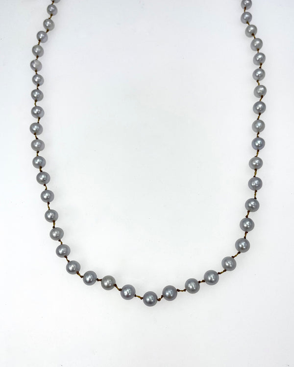55" Knotted Pearl Necklace