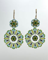 Miguel Ases Large Green Stone Earring on Wire