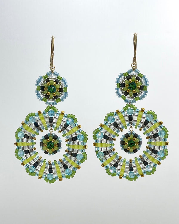 Miguel Ases Large Green Stone Earring on Wire