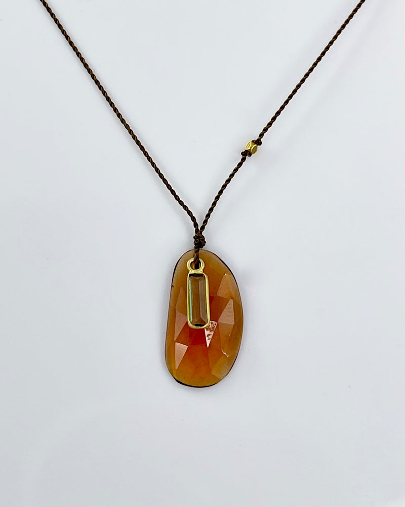 Margaret Solow Cognac Quartz & Diamond Necklace