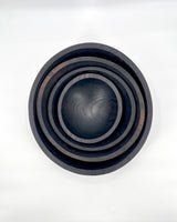 Black Ebonized Round Wooden Bowls