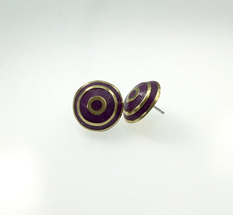 David Urso Purple Tiny Symbol Earrings